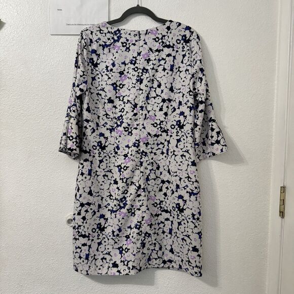 Banana Republic Floral Dress Size 10 Bell Sleeves Lined Career Office Modest - Picture 3 of 6